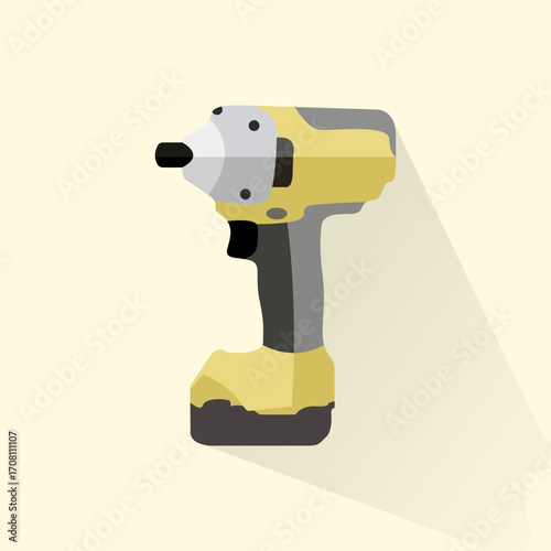Flat design illustration of cordless impact wrench power tool