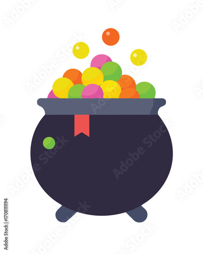 Charming and whimsical bubbling cauldron illustration perfect for halloween and fantasy themes