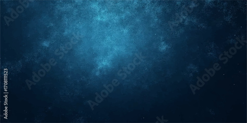 An abstract blue background with light rays piercing through a texture of dark smoke and clouds