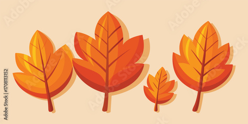 Autumnal leaves in warm tones fall season botanical flat design vector illustration background graphic resource celebrating thanksgiving and seasonal changes representing natures beauty