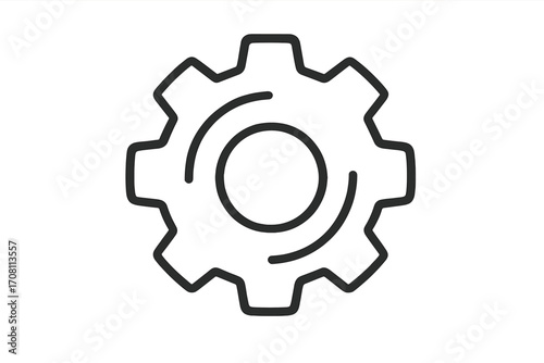 Gear icon vector. Cogwheel line symbol for settings menu. Mechanical engineering concept. Industrial process, progress, and support sign. Simple flat minimal illustration.