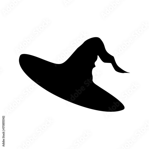 Black Witch cone hat, black halloween background, halloween icon (1)