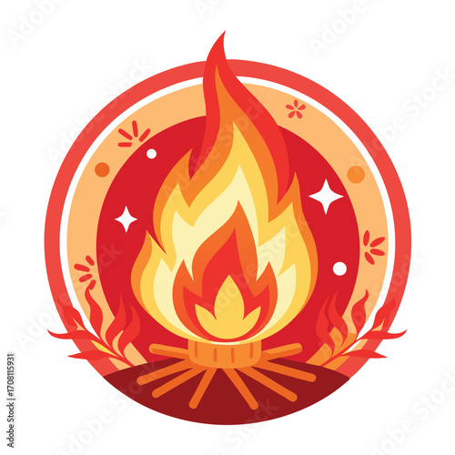 Sacred Fire Flame Symbol Vector Illustration