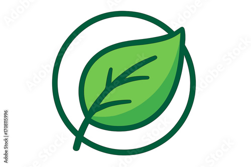 Green leaf eco icon. Vegan, bio, organic food symbol. Nature, environment, and ecology concept. Natural product logo. Plant-based vector illustration for sustainability.