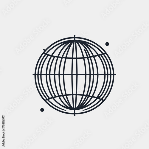 Minimalist rendition showcasing a globe design with simplified grid lines illustration