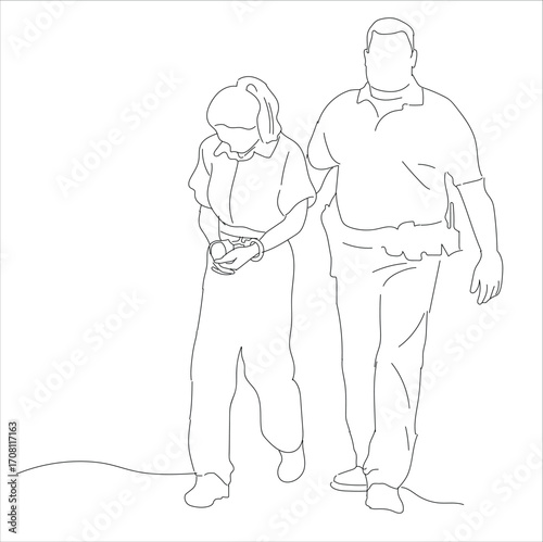 female prisoners and police. line art