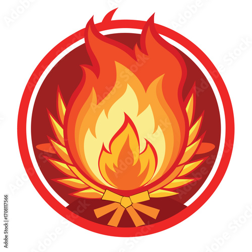 Sacred Fire Flame Symbol Vector Illustration