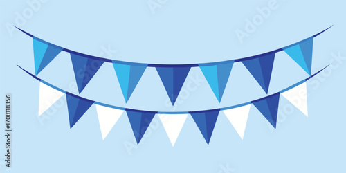 Festive banner flags illustration garland decoration celebratory design event party decoration hanging bunting vector graphics triangular pennants stringed banners celebration element invitation 