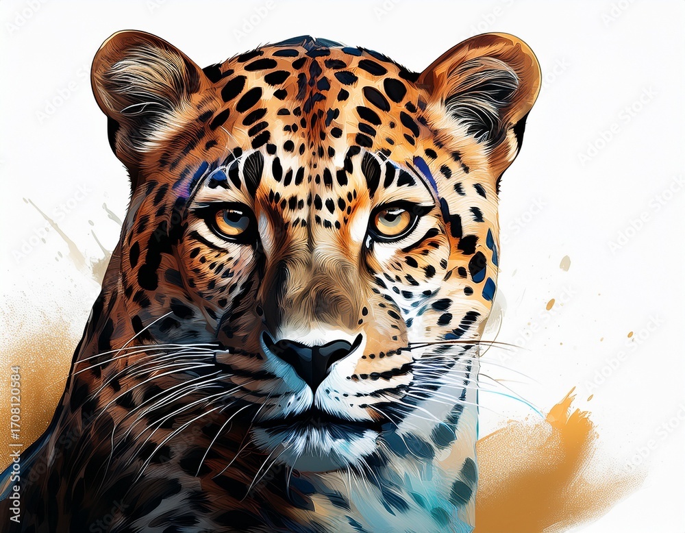 Fototapeta premium leopard on a white background isolated generative ai