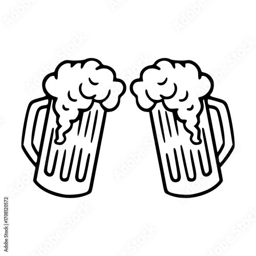 two beer mugs clinking