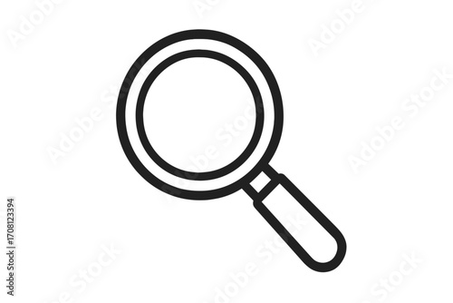 Magnifying glass icon. Search symbol. Find logo for web. Zoom tool for ui ux design. Linear loupe vector illustration. Research, analysis, investigation and discovery concept.
