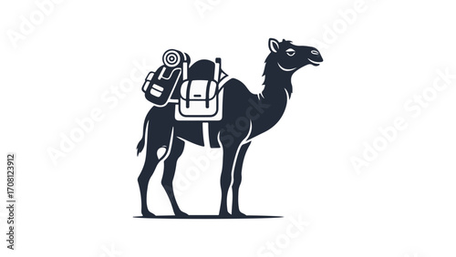  A Cute Cartoon Camel with Saddlebags, a Humorous and Enduring Mascot for Travel and Desert Adventures