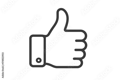 Thumbs up linear icon. Like symbol for social media. Vector line art illustration of approval gesture. Concept for success, good job, positive feedback, and agreement. OK sign.