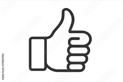 Like icon, thumbs up vector symbol. Hand gesture for social media approval. Positive feedback concept. OK sign for agreement and good job. Success emblem. Vote yes button. Best choice.