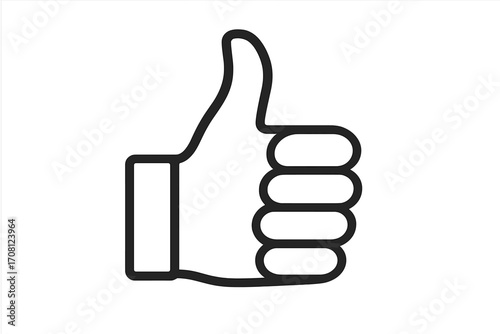 Thumbs up icon. Like symbol for social media. Vector line art illustration. Approval, success, and positive feedback concept. Good job gesture. OK sign. Outline hand icon.