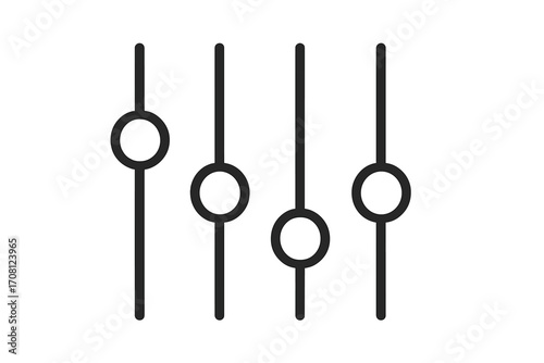 Slider control icon. Adjustment levels symbol for settings and parameters. Equalizer graphic for sound, audio, and music mixer. UI filter element for app dashboard interface.