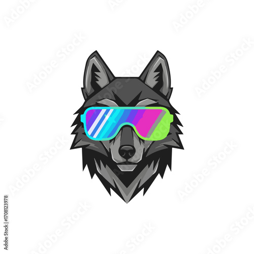 A Modern Cartoon Wolf Character with Sunglasses, a Cool and Edgy Mascot for Urban and Lifestyle Designs