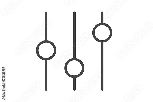 Control panel icon with sliders. Concept of settings, adjustment, and level controls. Equalizer or filter symbol for user interface design. Vector graphic for web and apps.