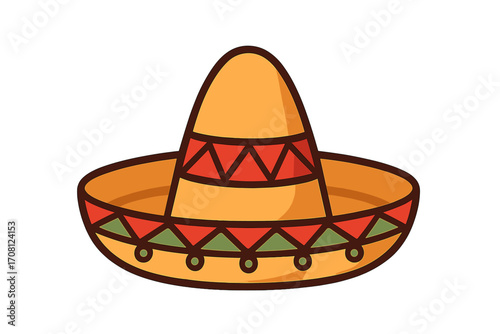 Sombrero vector icon. Mexican hat illustration for Cinco de Mayo. Fiesta party symbol. Traditional Mexico culture costume element. Mariachi graphic for holiday travel design.