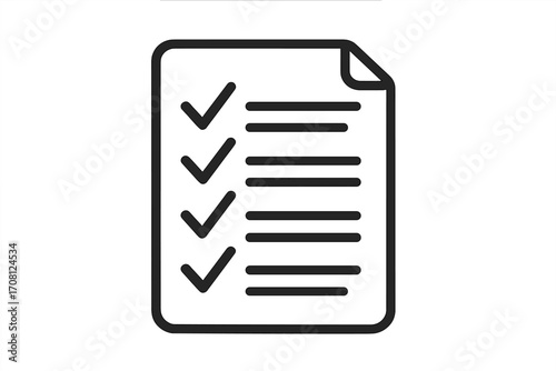 Checklist icon. To-do list symbol for task management and productivity. Concept of project plan, schedule, and completed tasks. Survey, questionnaire, form, or test.