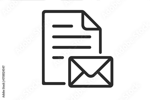 Mail document icon. Letter and envelope symbol vector. Linear pictogram for email, message, and correspondence concept. Business communication file graphic. Send newsletter.