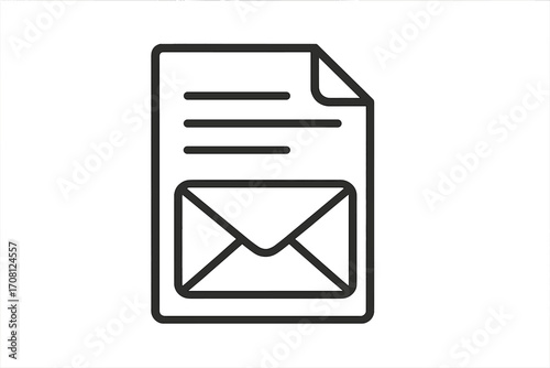 Mail and document line icon. Business newsletter and correspondence concept. Message, letter, and email marketing vector illustration. Communication symbol isolated.