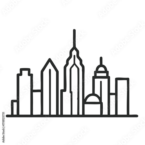 philadelphia city skyline illustration line art