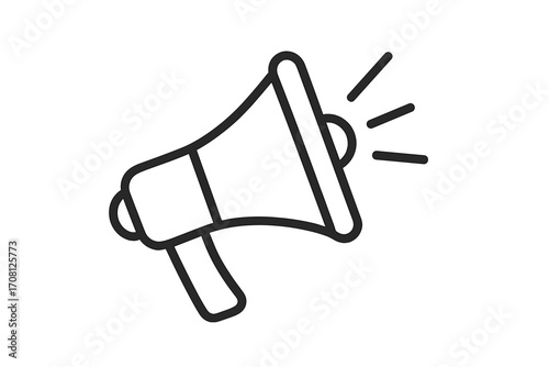 Megaphone icon vector. Loudspeaker symbol for announcement and marketing. Bullhorn for promotion and communication. Loud voice sound for alert and broadcast. Linear style.