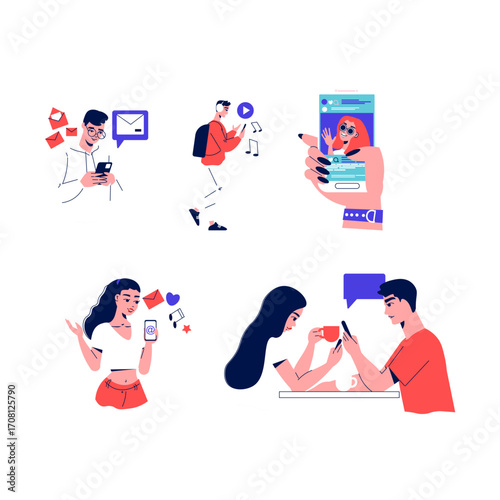 People Using Mobile Phones for Communication and Social Media