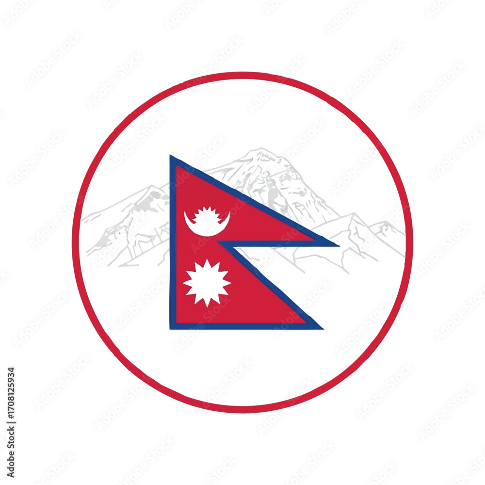Obraz premium nepal flag emblem with himalayan mountains
