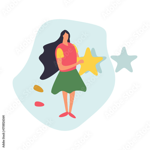 Woman Holding a Star A Symbol of Achievement and Recognition