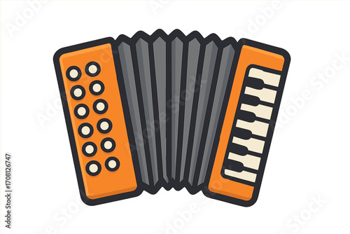 Accordion musical instrument vector icon. Cartoon illustration for music concepts. Symbol for folk festival, classical concert, band, or orchestra performance. Bayan or concertina.