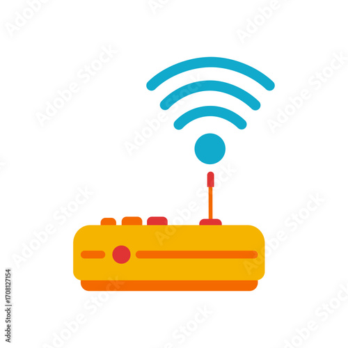 Simple Wi-Fi router modem icon with antenna for network connectivity