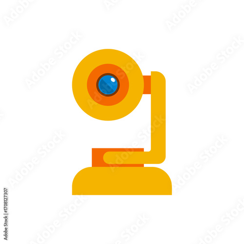 Flat design computer webcam icon for online video conferencing and calls