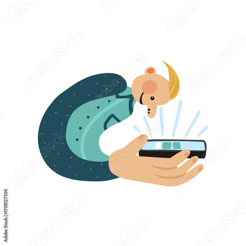 Smartphone Focus Person Engaged with Mobile Device Technology in Illustration