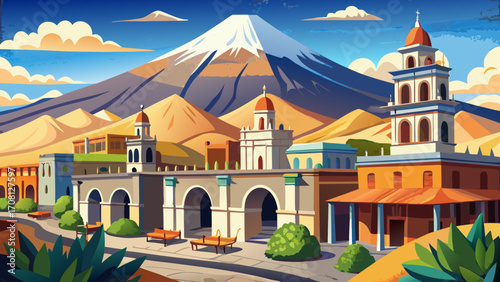 Arequipa’s Historic Centre in Peru radiates volcanic white-stone facades, graceful arches, and quiet monasteries beneath towering Misti volcano, blending indigenous traditions and colonial architectur