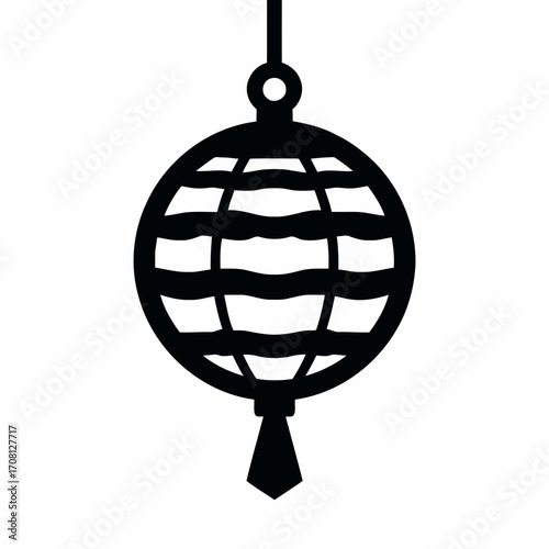 Vector art of minimalist black globe lantern with horizontal lines, a modern and stylish decorative piece for any occasion or setting