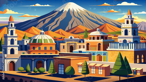 Arequipa’s Historic Centre in Peru radiates volcanic white-stone facades, graceful arches, and quiet monasteries beneath towering Misti volcano, blending indigenous traditions and colonial architectur