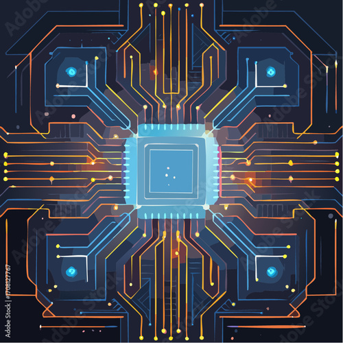 Abstract Digital Circuit Board Microchip Technology