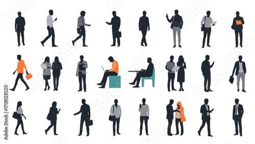 Vector Illustration of People Silhouettes Collection AI EPS PNG