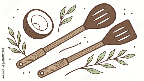 Charming Coconut and Wooden Utensils Design