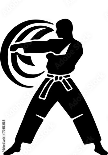karate icon silhouette vector illustration, isolated on white