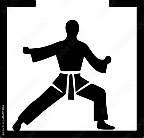 karate icon silhouette vector illustration, isolated on white