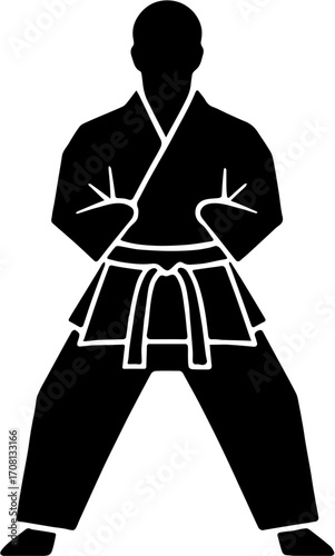 karate icon silhouette vector illustration, isolated on white