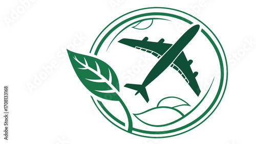 EcoFriendly Aviation Airplane and Leaf Symbol