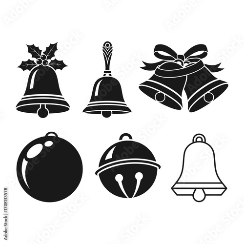 Vector art of christmas bells silhouette, a festive and decorative collection for holiday design elements and winter celebration