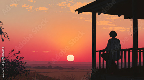 Wallpaper Mural The gentle evening breeze cools the person after a hot summer day, while the setting sun casts long shadows and golden light over the landscape. Torontodigital.ca