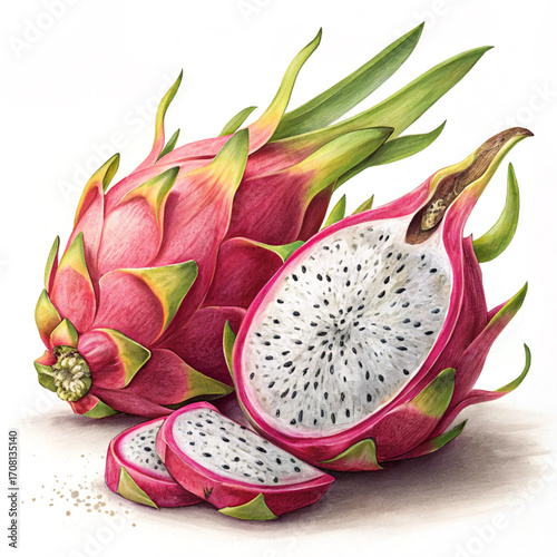 dragon fruit on a wooden background