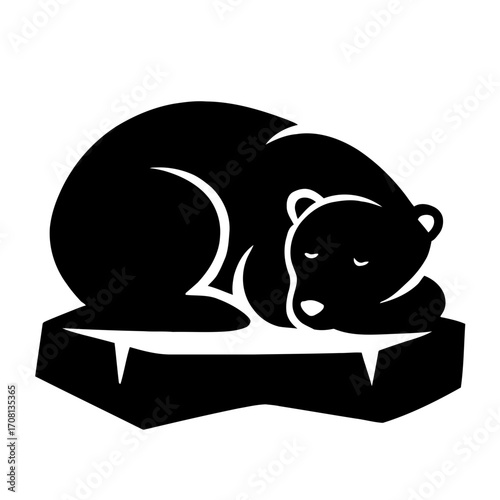 Vector art of sleeping polar bear on an ice floe a symbol of arctic wildlife and the impact of climate change