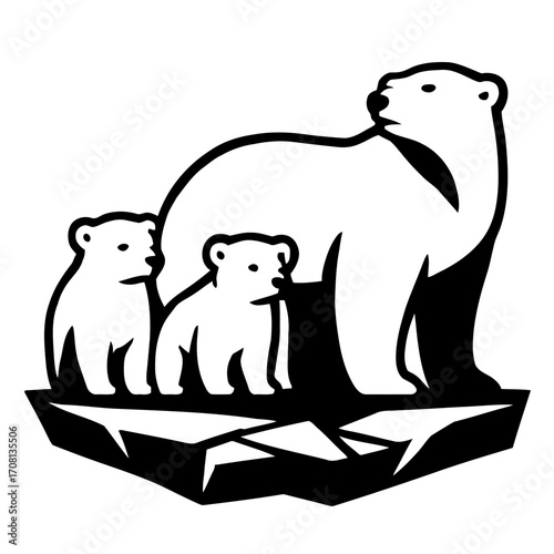 Vector art of a polar bear family on an ice floe the polar bear is a symbol of the arctic and its fragility